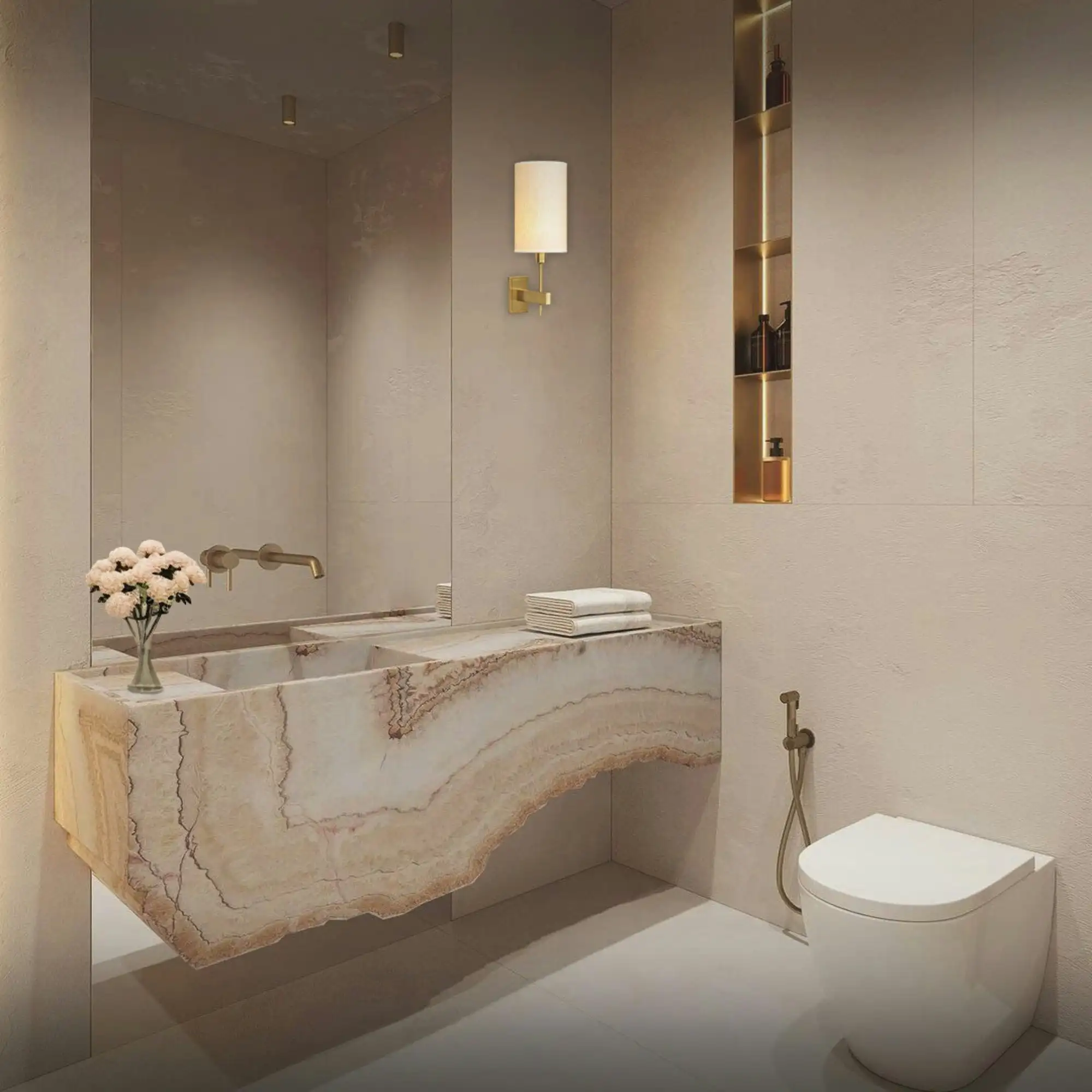 Hamilton Cottage: a new bathroom inside the old rooms